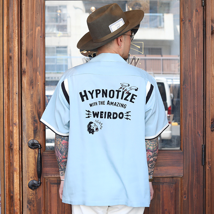 WEIRDO/ウィアード「HYPNOTIZE - S/S BOWLING SHIRTS / SAX」レーヨンボーリングS/Sシャツ