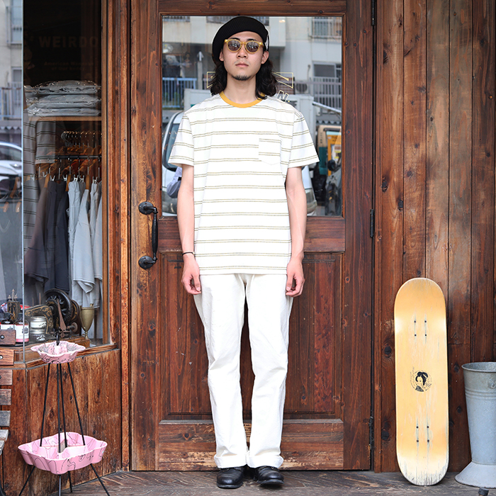 TR24SS-209 /「Multi Border S/S Tee / RAW」ポケットマルチボーダーポケットS/SＴシャツ