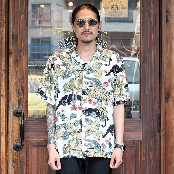 GANGSTERVILLE/ギャングスタービル 「JUNGLE PANTHER - S/S SHIRTS / IVORY」 レーヨン総柄S/Sシャツ