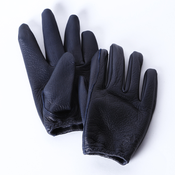 Lamp gloves/ランプグローブス「Deer Utility glove shorty / NAVY」ショートレザ－グローブ