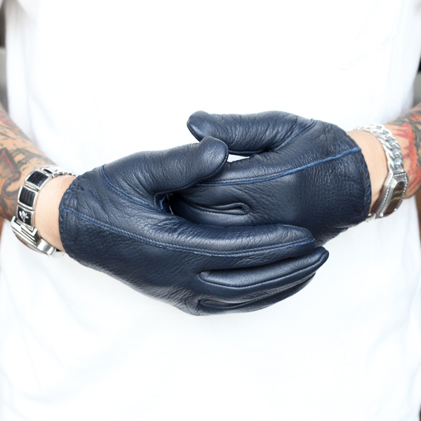 Lamp gloves/ランプグローブス「Deer Utility glove shorty / NAVY」ショートレザ－グローブ