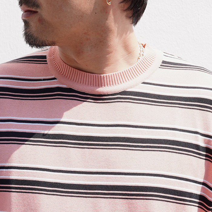 NTCO-250201 /「Border Crew Neck S/S Knit / PINK」ボーダー NTCO-250201 /「Border Crew Neck S/S Knit / PINK」ボーダー