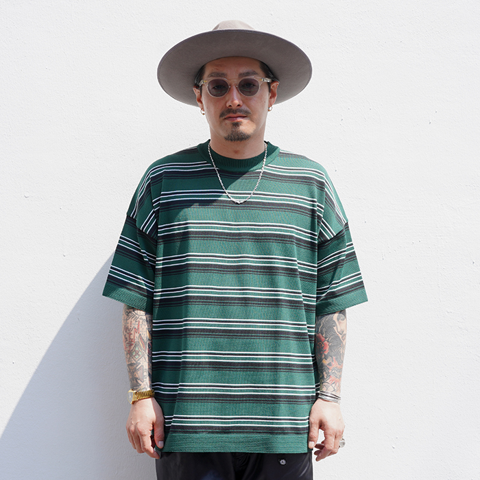NTCO-250201 /「Border Crew Neck S/S Knit / GREEN」ボーダー