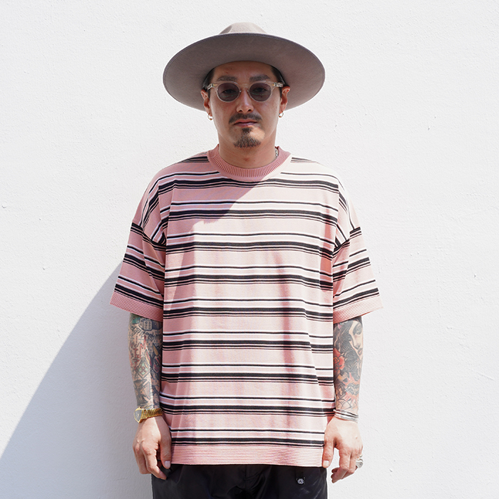 NTCO-250201 /「Border Crew Neck S/S Knit / PINK」ボーダー
