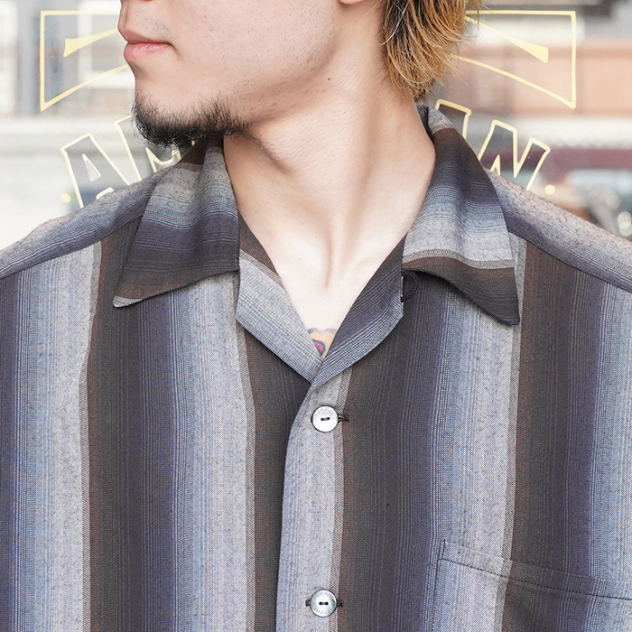 TR25SS-403 /「Town Craft Rayon Stripe L/S Shirt / BLUE TR25SS-403 /「Town Craft Rayon Stripe L/S Shirt / BLUE