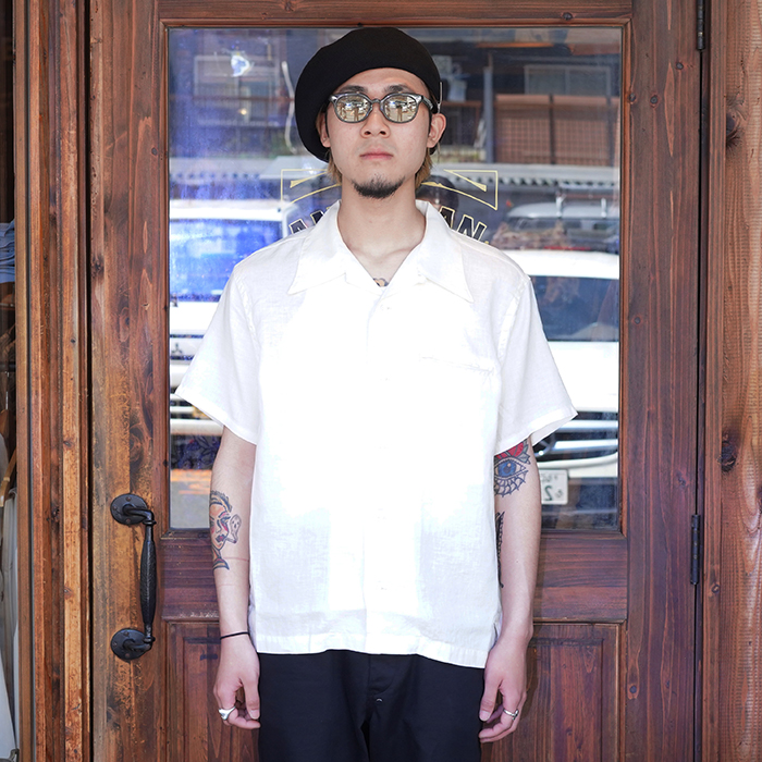 本格派ま！ TR25SS-408 /「Oily Girl Linen S/S Shirt / Natural」オープン トップス
